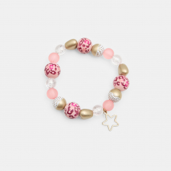 Okaidi Bracelet de perles roses a motif leopard fille