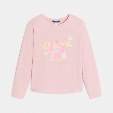 Okaidi T-shirt manches longues a message rose Fille