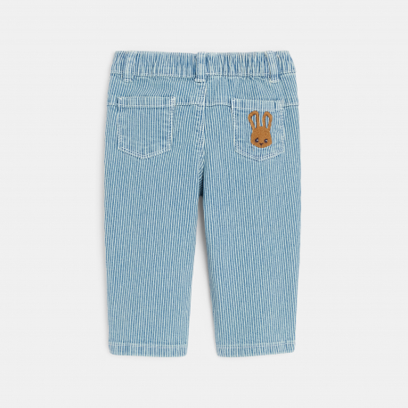Obaibi Pantalon raye twill bleu bebe garcon