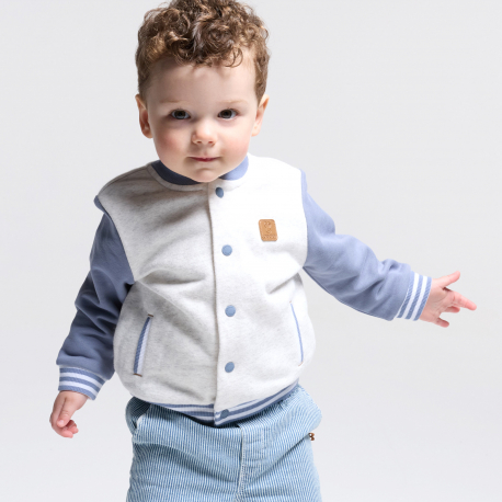 Obaibi Pantalon raye twill bleu bebe garcon