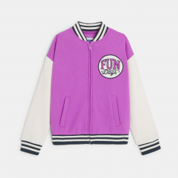 Okaidi Sweat-shirt teddy campus violet Fille