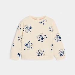 Obaibi Sweat molleton fleurs rose pale bebe fille