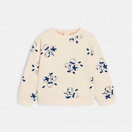 Obaibi Sweat molleton fleurs rose pale bebe fille