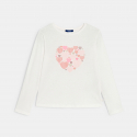 Okaidi T-shirt manches longues motif c?ur blanc Fille