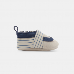 Obaibi Chaussons cuir chien bleu bebe garcon