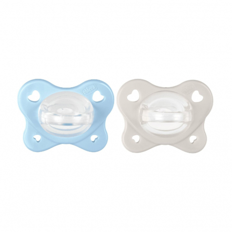 Πιπίλες Chicco όλο σιλικόνη PhysioForma® Dual Soft Σιέλ 2-6m, σετ των 2