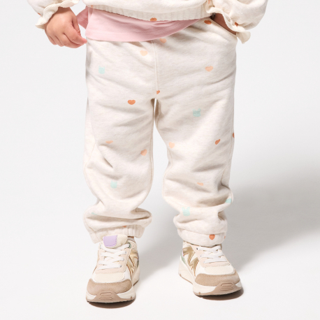 Obaibi Pantalon fille beige motif c?ur
