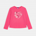 Okaidi T-shirt manches longues motif c?ur rose Fille
