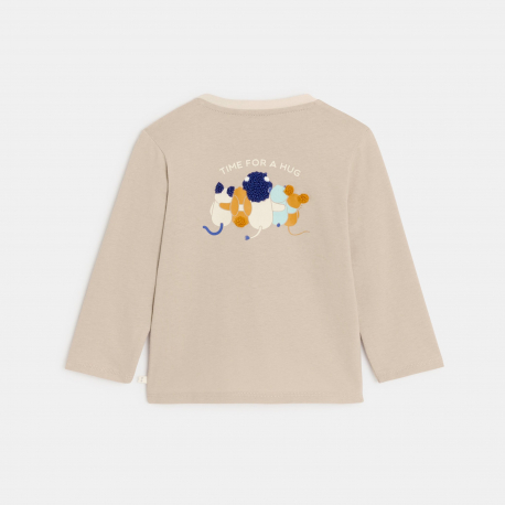 Obaibi T-shirt beige a motif animalier bebe garcon
