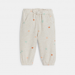 Obaibi Pantalon fille beige motif c?ur