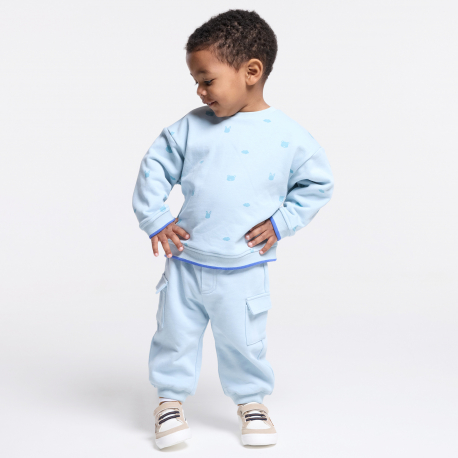 Obaibi Pantalon de jogging molleton bleu bebe fille