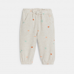 Obaibi Pantalon fille beige motif c?ur