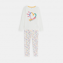 Okaidi Pyjama c?ur en jersey 2 pieces blanc Fille