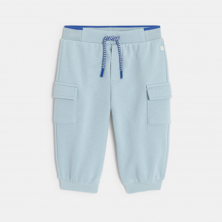 Obaibi Pantalon de jogging molleton bleu bebe fille