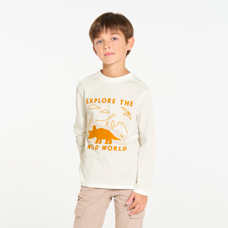 Okaidi Μπλούζα με μοτίφ δεινόσαυρους λευκό για αγόρια