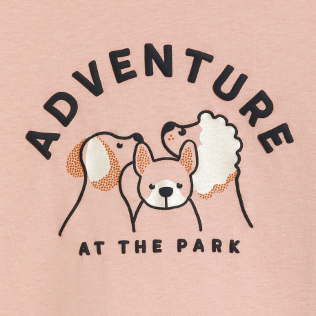 Okaidi Πιτζάμα 2 τεμαχίων από μακό με μοτίφ σκύλος, ροζ για κορίτσια