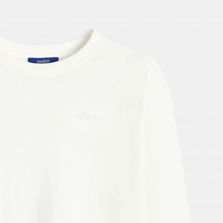 Okaidi Μπλούζα μονόχρωμη με κεντημένο μοτίφ love για κορίτσια