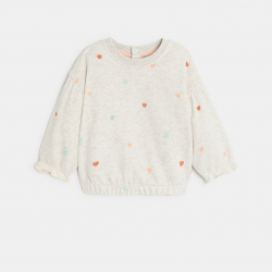Obaibi Sweat molleton c?urs blanc bebe fille