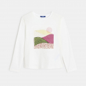 Okaidi T-shirt manches longues motif paysage blanc Fille