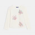 Okaidi T-shirt manches longues motifs papillons ecru Fille