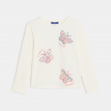 Okaidi T-shirt manches longues motifs papillons ecru Fille