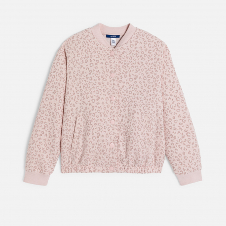 Okaidi Blouson teddy maille imprimee rose fille