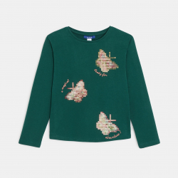 Okaidi T-shirt manches longues motifs papillons vert Fille