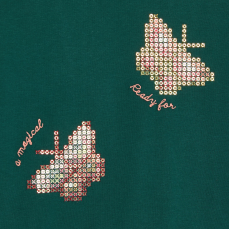 Okaidi T-shirt manches longues motifs papillons vert Fille