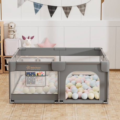 Πάρκο τετράγωνο Bebe Stars Playzen Grey 150x150 cm