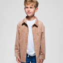 Okaidi Πουκάμισο μπουφάν από κοτλέ βελούδο μονόχρωμο σε ανοιχτό καφέ χρώμα για αγόρια