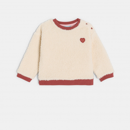 Obaibi Sweat sherpa et legging jersey imprime beige bebe fille