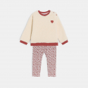 Obaibi Sweat sherpa et legging jersey imprime beige bebe fille