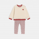 Obaibi Sweat sherpa et legging jersey imprime beige bebe fille