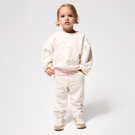 Obaibi Φούτερ από χνουδωτό ύφασμα καρδιές μπεζ για μωρά κοριτσάκια