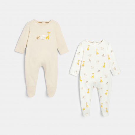 Obaibi Φορμάκι ύπνου από μακό με μοτίφ ζωάκια, λευκό για μωρά αγοράκια (σετ των 2)