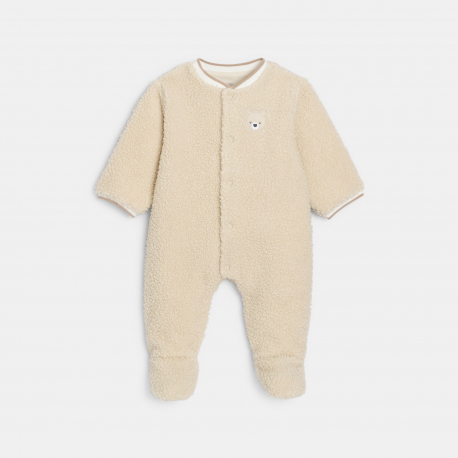 Obaibi Ολόσωμο φορμάκι από φλις μπεζ για νεογέννητα