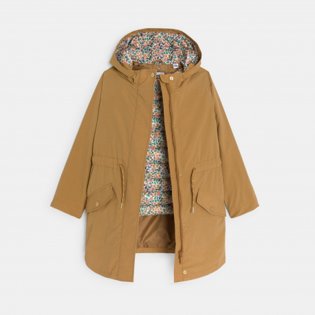 Okaidi Παλτό 3 σε 1 με κουκούλα και υδροαπωθητική προστασία με κουκούλα σε καμηλό χρώμα
