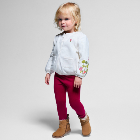 Obaibi Φούτερ με φερμουάρ από χνουδωτό ύφασμα φλοράλ μπεζ για μωρά κοριτσάκια