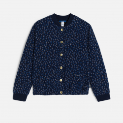 Okaidi Blouson teddy maille imprimee bleu fille