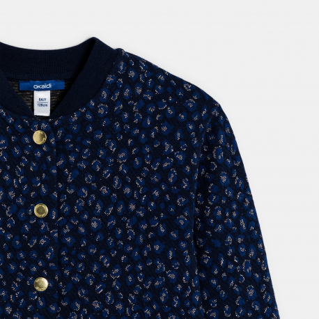 Okaidi Blouson teddy maille imprimee bleu fille