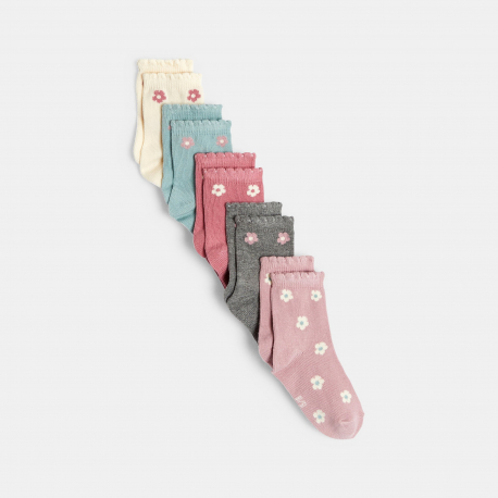 Obaibi Καλτσάκια φλοράλ, πολύχρωμα για μωρά κοριτσάκια (σετ των 5)
