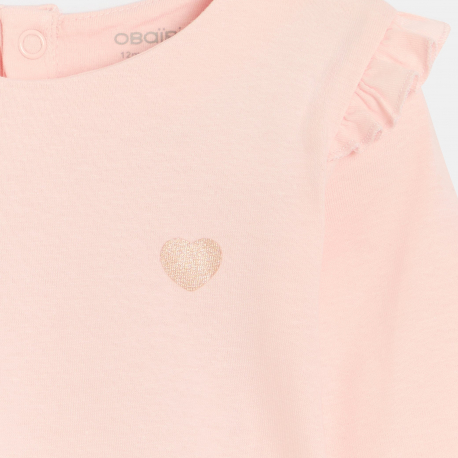 Obaibi Top manches longues a volants rose bebe fille