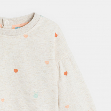 Obaibi Φούτερ από χνουδωτό ύφασμα καρδιές λευκό για μωρά κοριτσάκια