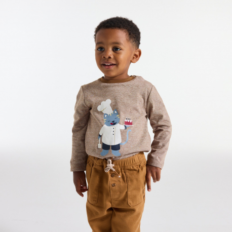 Obaibi Μπλούζα γκρι με μοτίφ ζωάκι για μωρά αγοράκια