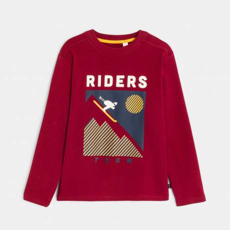 Okaidi T-shirt rouge manches longues a motif Garcon