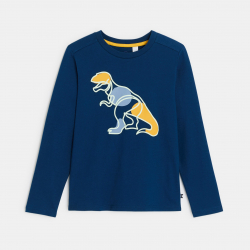 Okaidi T-shirt bleu a motif dinosaure Garcon