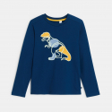 Okaidi T-shirt bleu a motif dinosaure Garcon