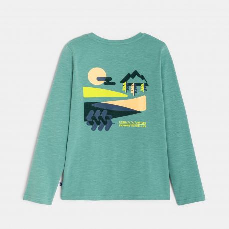 Okaidi T-shirt manches longues motif dos vert Garcon
