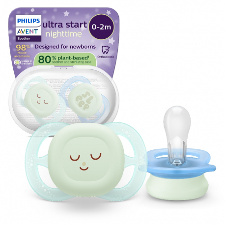 Σετ 2 πιπίλες νυκτός Philips Avent Ultra Start Nighttime 0-2m SCF075/18