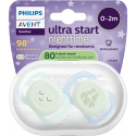 Σετ 2 πιπίλες νυκτός Philips Avent Ultra Start Nighttime 0-2m SCF075/18